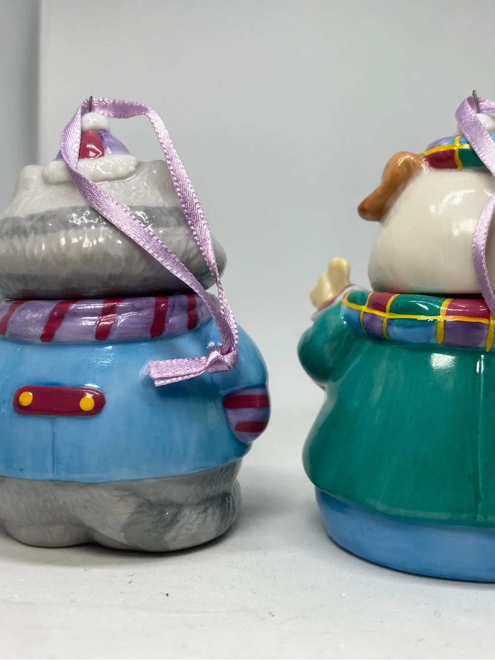 Hallmark 1996 Clyde Dog & Carmen Cat Cookie Jar Ornaments Vintage Set of 2 USED